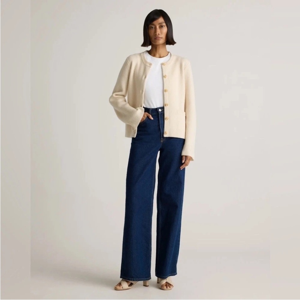 Quince Women‎ Mongolian Cashmere Structured Cardigan Ivory Small - Picture 10 of 12